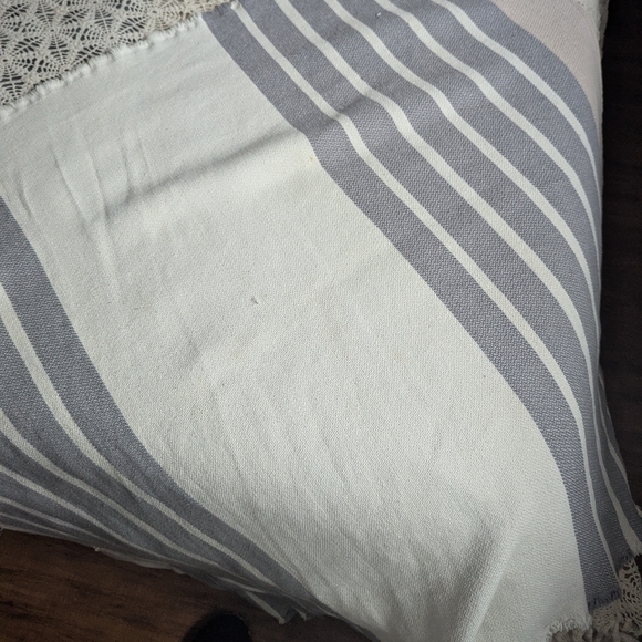 Imani Collective Woven Cotton Throw Blanket Slate/White/Beige Stripes - Picture 6 of 15
